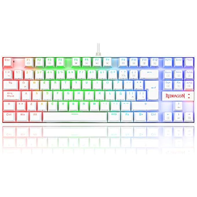 REDRAGON MECHANICAL GAMER K552-W KUMARA, SWITCHES BLUE, WHITE RGB BACKLIGHT, KEYBOARD FOR PC - Image 1