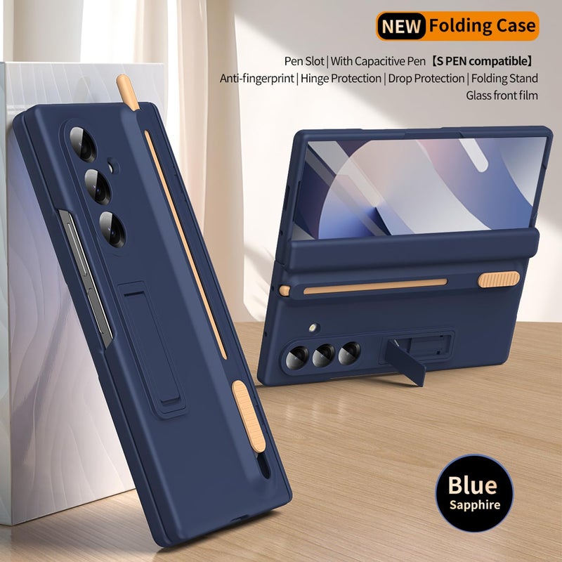 NINKI for Samsung Galaxy Z Fold 7 Case with S Pen Holder and Stylus,Invisible Kickstand Screen Protector Hinge Hard Drop-Proof Stand Phone Cover for Samsung Z fold 7 Case with S Pen Slot â€“ Royal Blue - Image 4