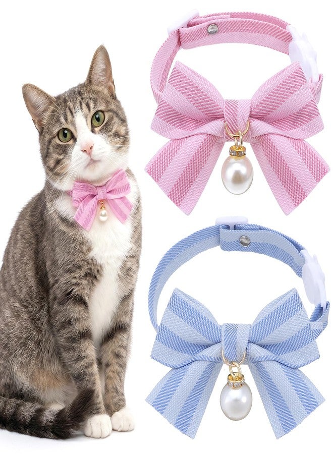 Thrymme 2 Pcs Cat Bow Tie Collar, Bowtie Cat Collar, Adjustable Pet Neck Accessory, Safe & Comfortable for Cats, Daily Wear and Pet Photography - Image 1