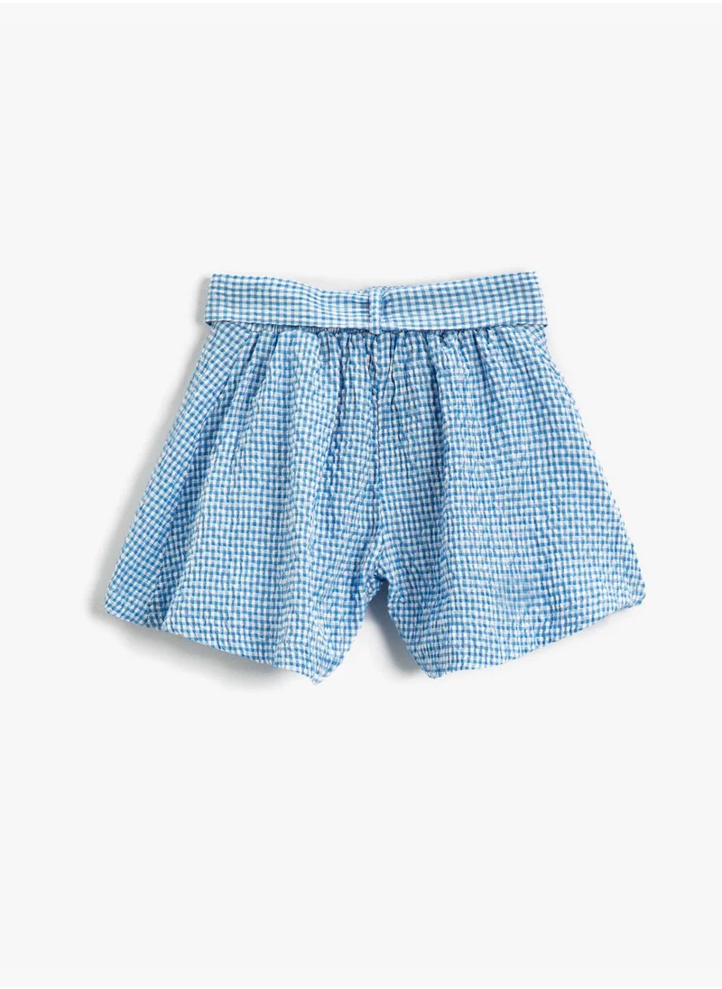 كوتون Checked Patterned Shorts Belted