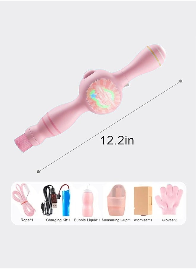 Colored Smoke Bubble Machine, Bubble Machine Elastic Bubble Mist Bubble Machine with elastic smoke effect, lightweight design, interactive bubbles, colored lights (pink)