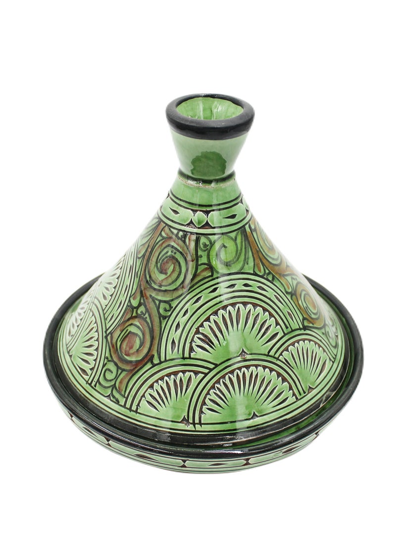Antique Museum Moroccan Handmade Handpick Tajeen (Food Pot) Carving Work 21.5 cm  - Image 1