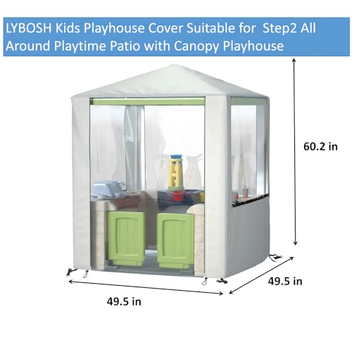 LYBOSH Outdoor Kids Playhouse Cover 600D Heavy Duty Waterproof Play House Covers Suitable for All Around Playtime Patio with Canopy Playset 495 W x 495 D x 602 H Beige - Image 5