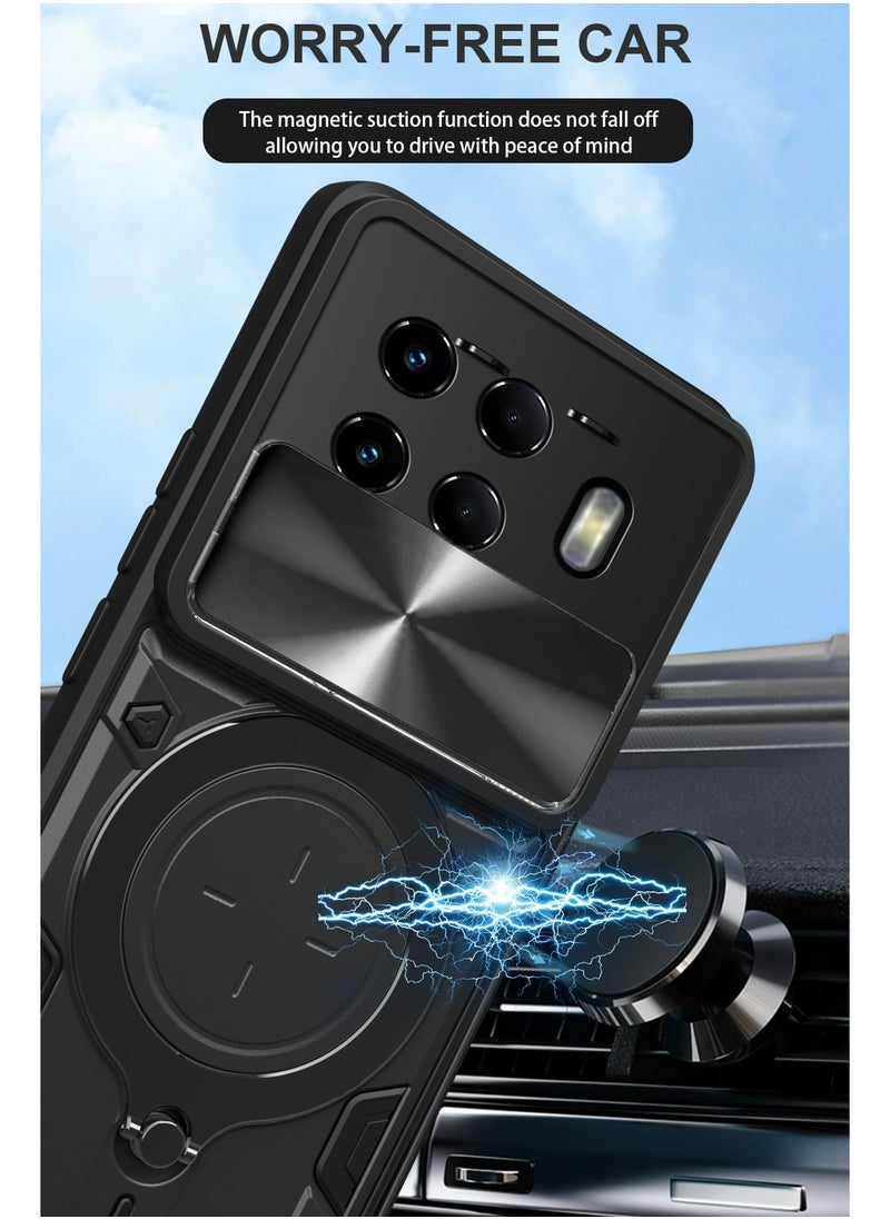 Generic - TECNO Spark 20 Pro+ Case Cover, Slide Camera Lens Cover, 360°Rotating Kickstand Ring, Bumper Shockproof Phone Case，Compatible with Car Magnetic Mount Mobile Phone Case For TECNO Spark 20 Pro+ Black - Image 1