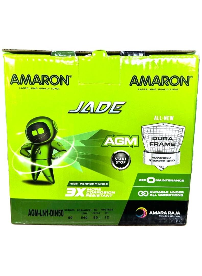 Amaron AGM Car Battery 12V 50AH 540CCA DIN50L / LN1 - Image 1