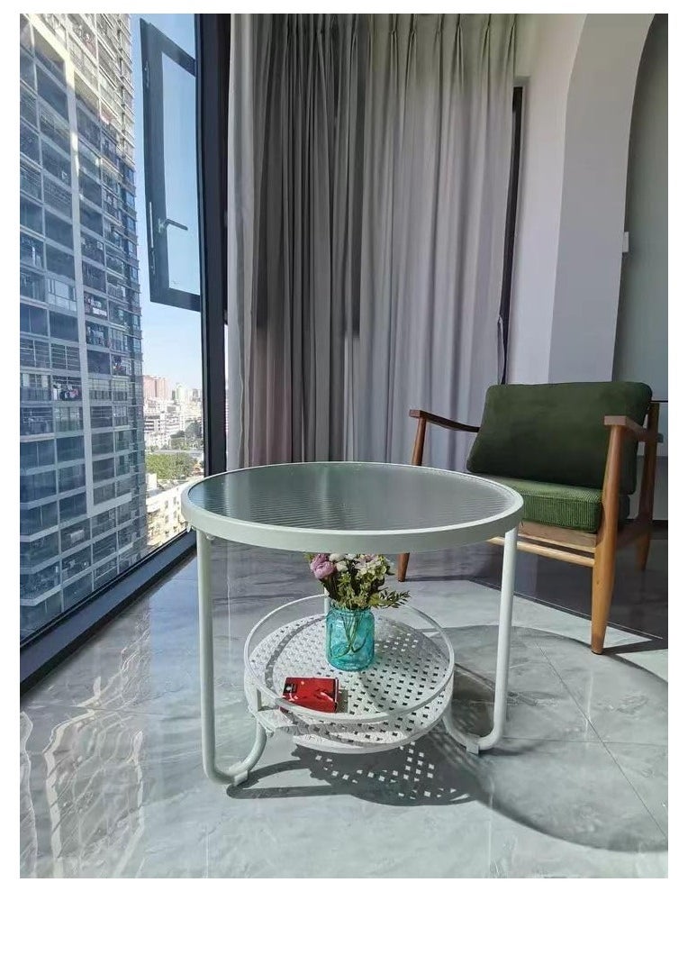 Generic Glass Coffee Table, Round Center Table with Antislip Pads for Living Room, 2 Layer Storage Shelves Desk for Garden Patio, Tempered Glass End Table, Sofa Side Tea Table for Home Office  - Image 3