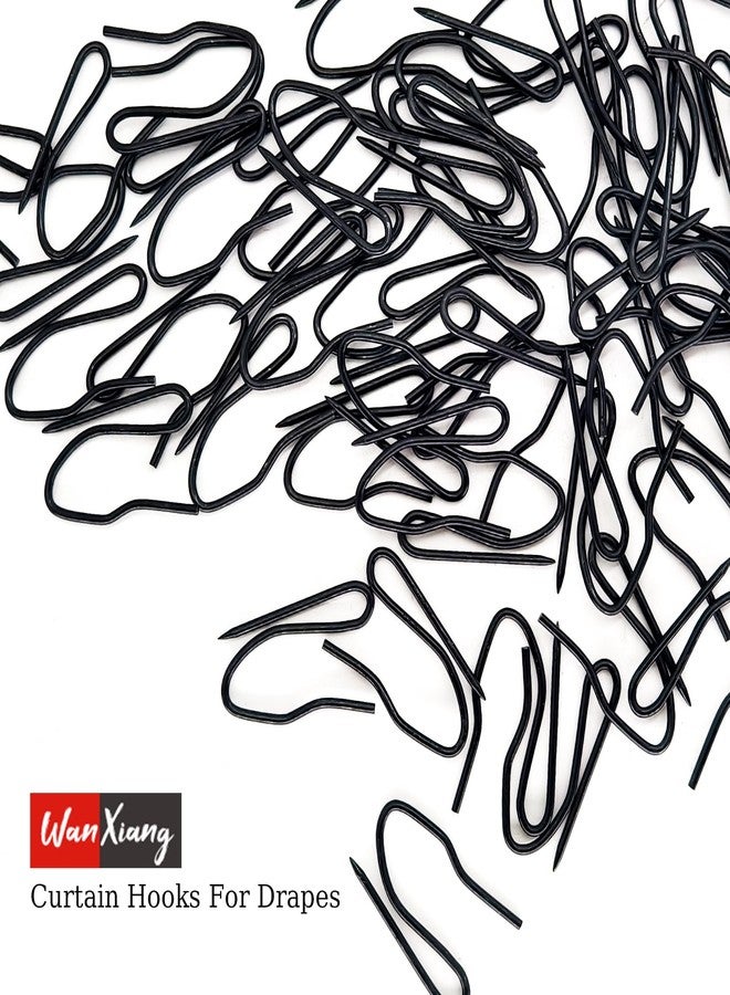WANXIANG 50 Pcs Curtain Hooks for Drapes Stainless Steel Shower Curtain Hooks Pinch Pleat Curtain Hooks (Black) - Image 5
