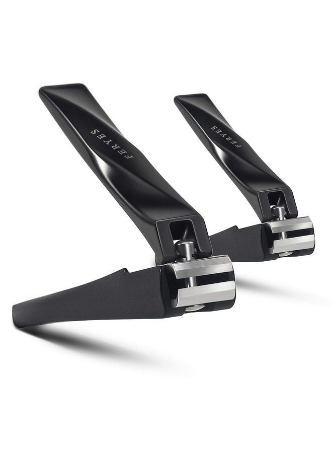 FERYES Nail Clippers With Catcher 2 Pcs Set No Splash Fingernail Clipper And Toenail Clipper Stainless Steel Nail Cutters Wblack Metal Case Packing - Image 1