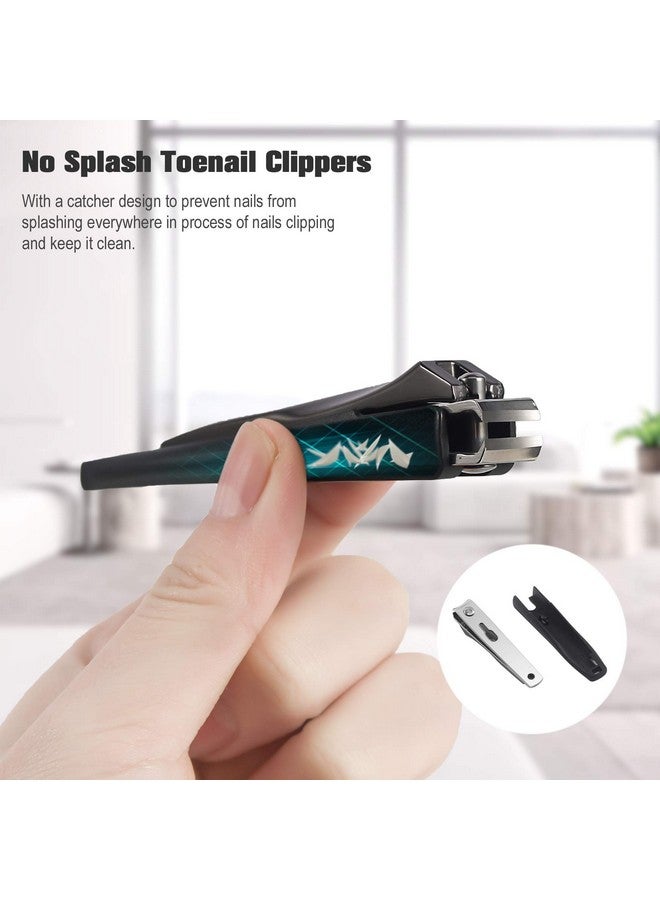 FERYES Nail Clippers With Catcher 2 Pcs Set No Splash Fingernail Clipper And Toenail Clipper Stainless Steel Nail Cutters Wblack Metal Case Packing - Image 4
