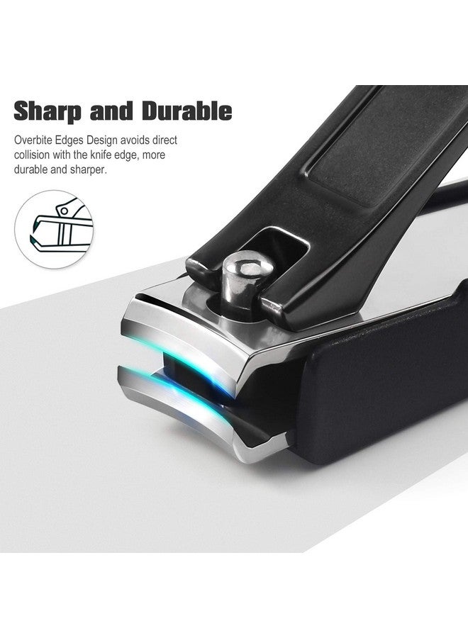 FERYES Nail Clippers With Catcher 2 Pcs Set No Splash Fingernail Clipper And Toenail Clipper Stainless Steel Nail Cutters Wblack Metal Case Packing - Image 3