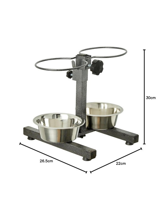PETS EMPIRE Adjustable Pets Bowl Elevated Double Diner Dog Bowls (2800 ml x 2) | H-Base Stand with Stainless Steel Removable Bowls | Pet Feeder Raised Dog Food Bowl - Dogs Feeding Station (X-Large) - Image 4