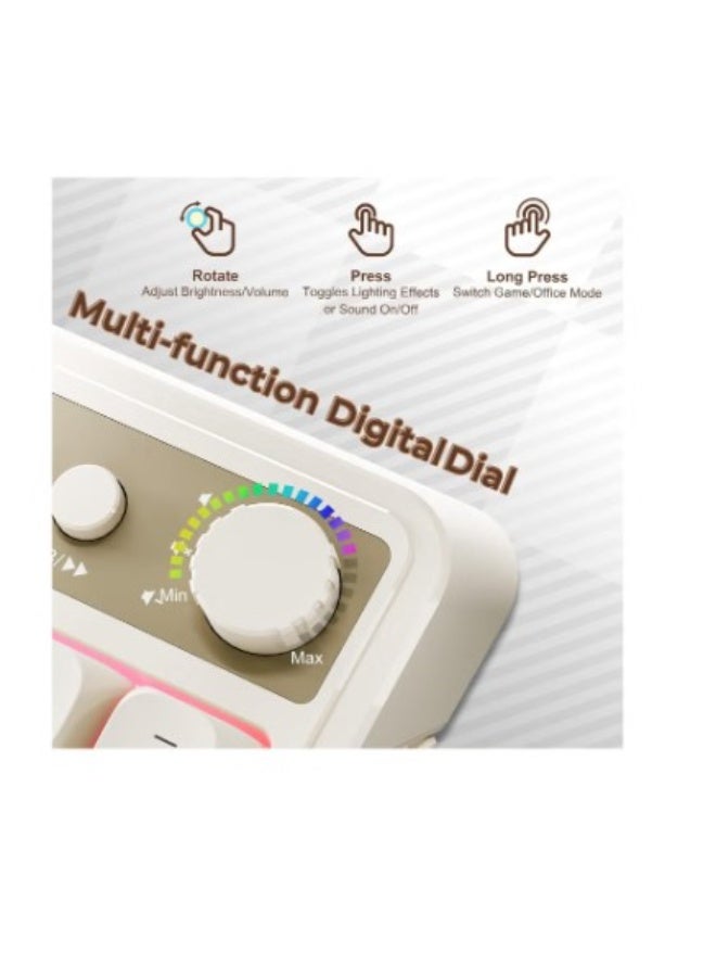 AULA S99 Three-Mode Mechanical Keyboard, 98% Layout, White with Mint Green and Blue Keycaps, Multi-Functional Wireless Gaming Keyboard - Image 3