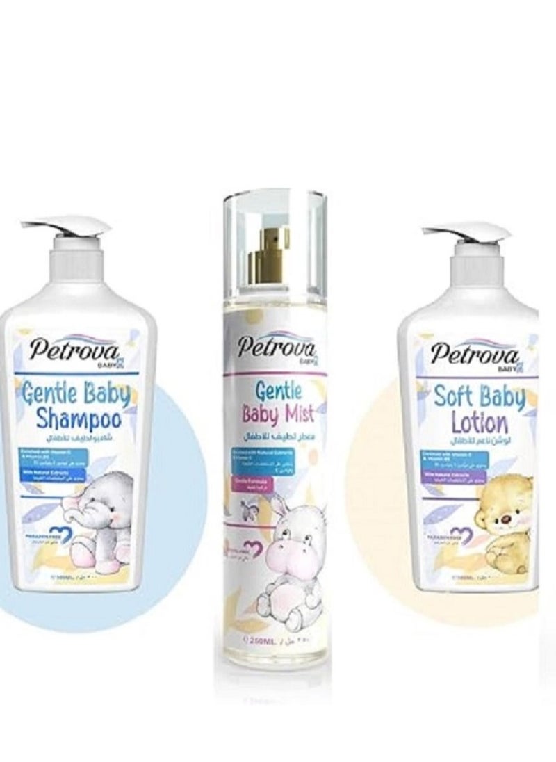 Petrova - Petrova Baby Care Set - Gentle Shampoo 500 ml - Gentle Fragrance 250 ml - Soft Baby Lotion 500 ml - Image 1