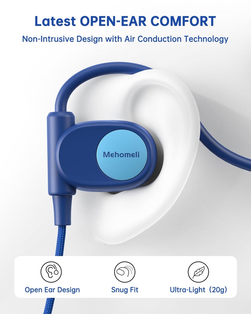 Mehomeli Kid Headphones for School, Air Conduction Open Ear Headphones, 3.5mm Jack Wired Cord, Ultra-Comfort, Ergonomic and Lightweight Design Perfect for School and Outdoor Activities-Blue - Image 2