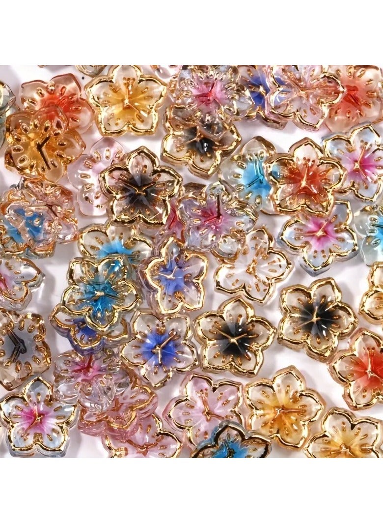 Rozino 50pcs 3D Resin Nail Charms - Golden-Edged Ice Flower Nail Jewelry - Sparkling Manicure Decorations - Unscented Nail Art Accessories for Easter Style Enhancements - Image 1