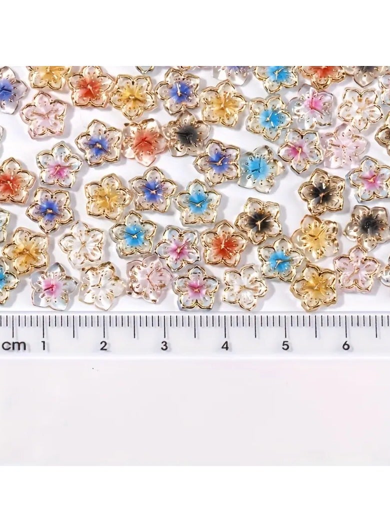 Rozino 50pcs 3D Resin Nail Charms - Golden-Edged Ice Flower Nail Jewelry - Sparkling Manicure Decorations - Unscented Nail Art Accessories for Easter Style Enhancements - Image 3