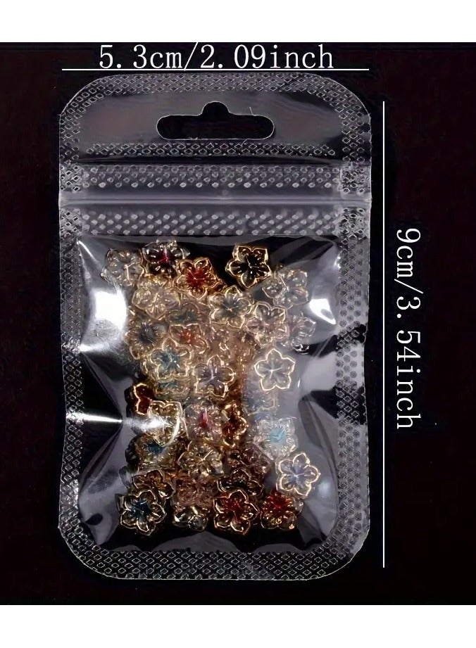 Rozino 50pcs 3D Resin Nail Charms - Golden-Edged Ice Flower Nail Jewelry - Sparkling Manicure Decorations - Unscented Nail Art Accessories for Easter Style Enhancements - Image 5