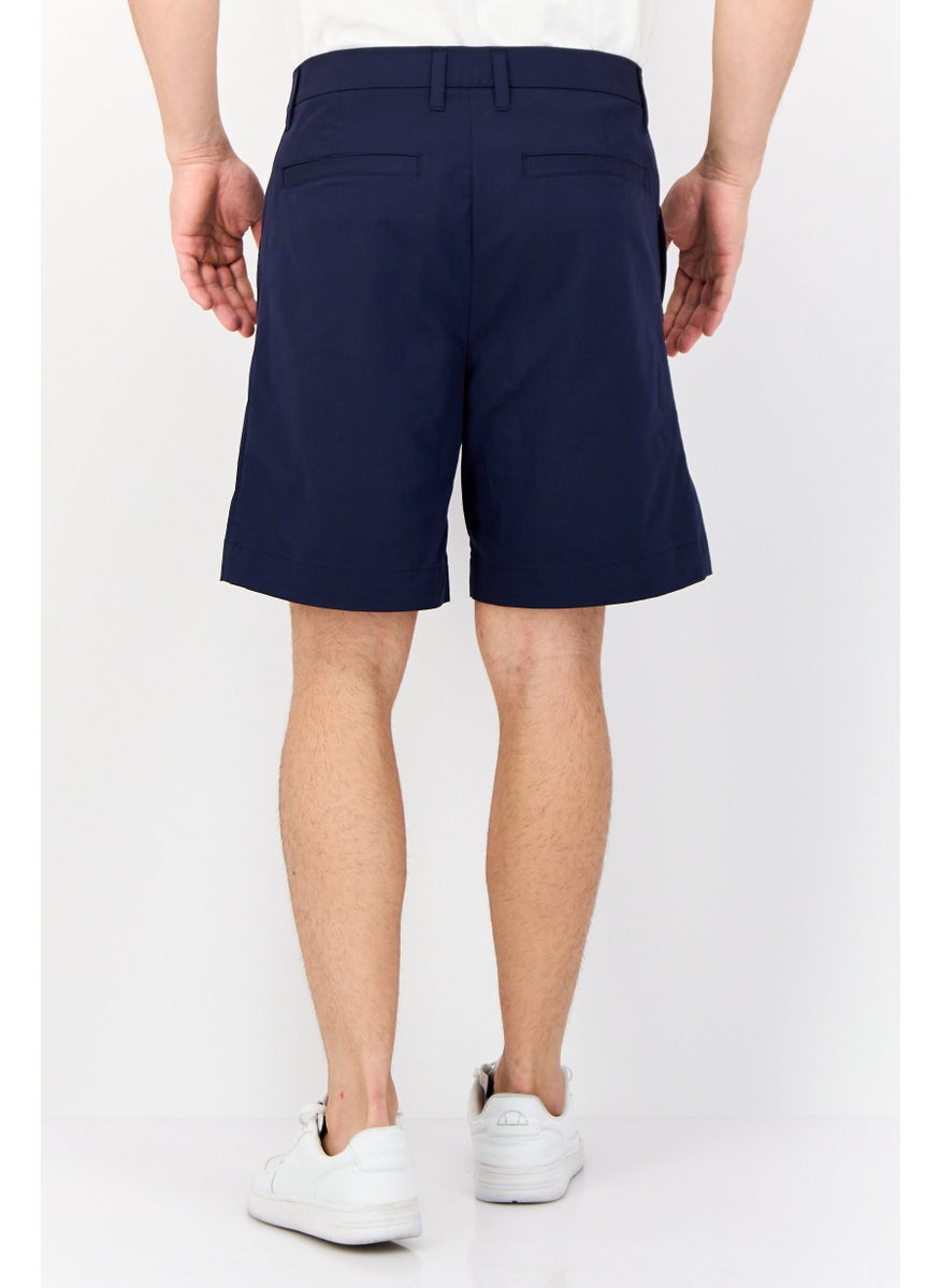 ESPRIT Men Solid Chino Shorts, Navy  - Image 3