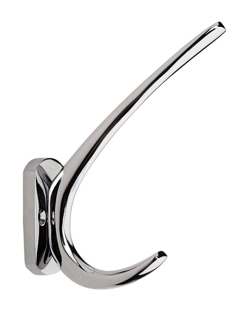 HOBKNOBS (Single Chrome Plated Wall/Wooden Mounted 105mm(H) Hook Hanger - White & Silver. - Image 1