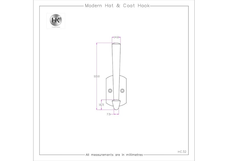 HOBKNOBS (Single Chrome Plated Wall/Wooden Mounted 105mm(H) Hook Hanger - White & Silver. - Image 3