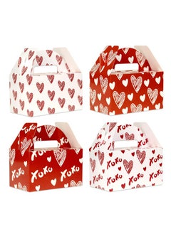 MATICAN Valentine Boxes For Treats 24Pack Valentines Day Treat Boxes 4 Doodle Designs Paper Valentine'S Day Favor Boxes 6 X 3.5 X 3.5 Inches  - Image 1