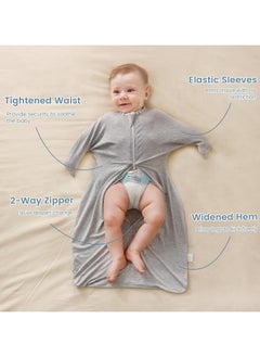 bbet 2pcs Baby Wearable Blanket with 2-Way Zipper Easy to Use， 100% Cotton Fiber Soft and Skin-Friendly Sleep Bag with Sleeves Swaddle Transition Sleep Bag Sack Clothes for 6-9 Months Baby  - Image 4