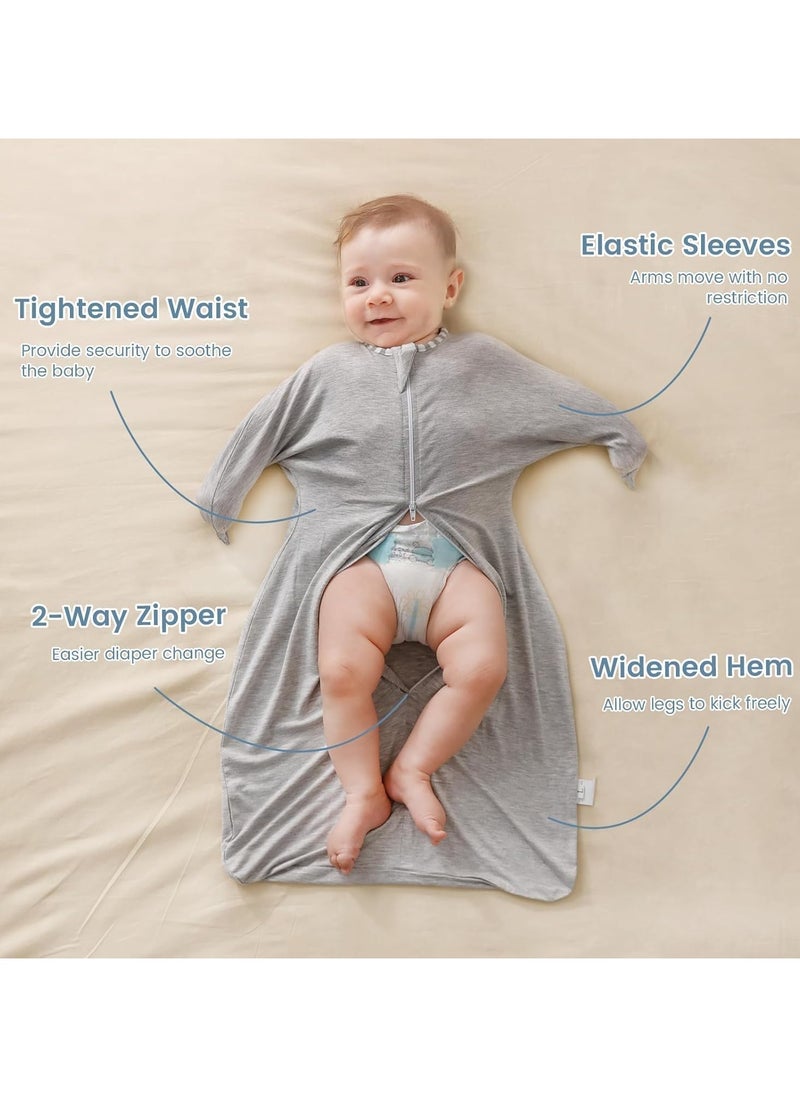 bbet - 2pcs Baby Wearable Blanket with 2-Way Zipper Easy to Use， 100% Cotton Fiber Soft and Skin-Friendly Sleep Bag with Sleeves Swaddle Transition Sleep Bag Sack Clothes for 6-9 Months Baby - Image 1