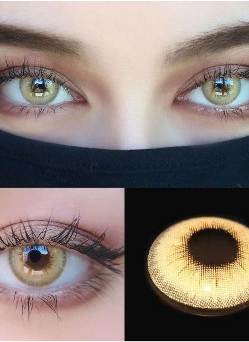 Unibling - LA Girl Brown Yearly Colored Contact Lenses, Unisex Cosmetic Contact Lenses, Enlargement Collection, Light Brown, With Case - Image 1