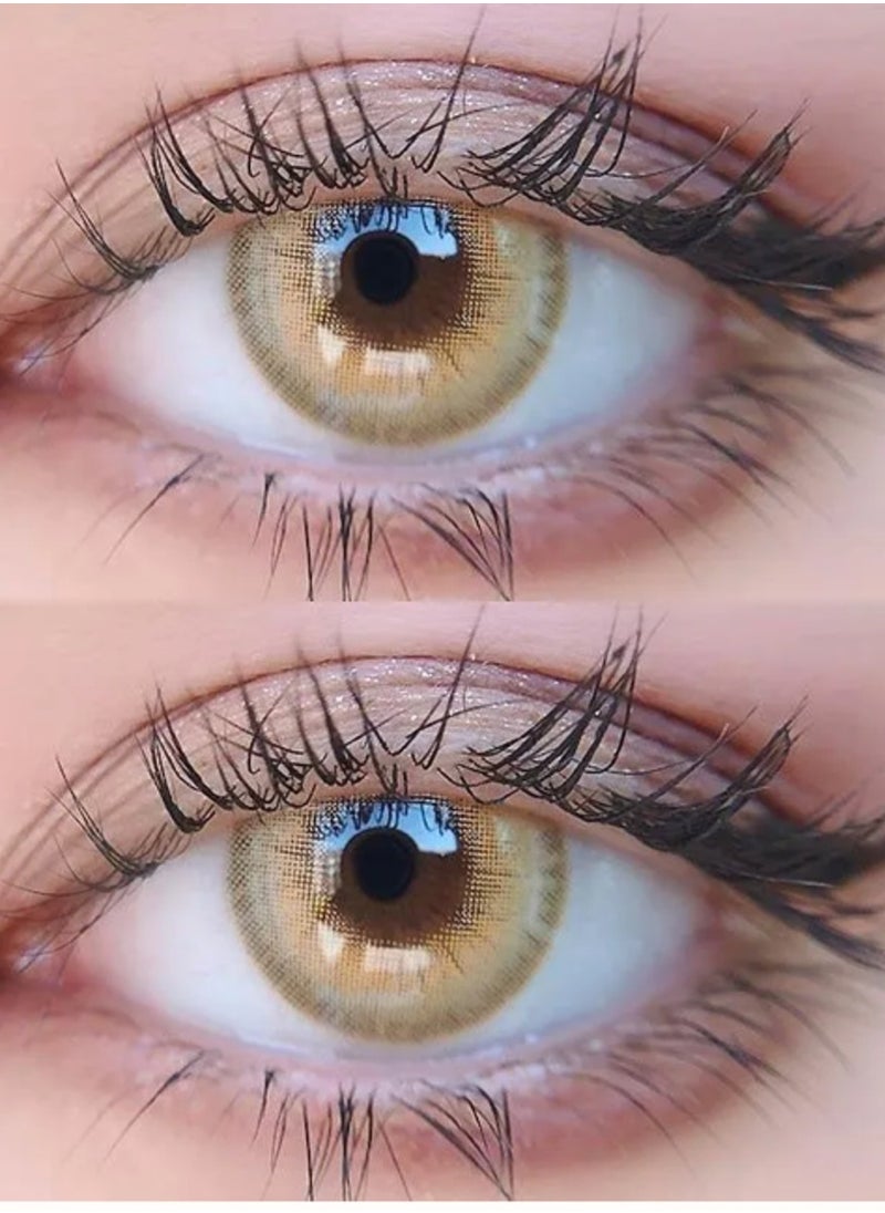 Unibling - LA Girl Brown Yearly Colored Contact Lenses, Unisex Cosmetic Contact Lenses, Enlargement Collection, Light Brown, With Case - Image 1