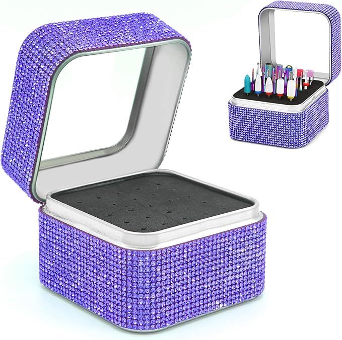 Ankey Nail Drill Bits Holder Case 25 Holes Dustproof Rhinestone Nail Bits Box Efile Displayer Organizer Container for Manicure Tools - Image 1