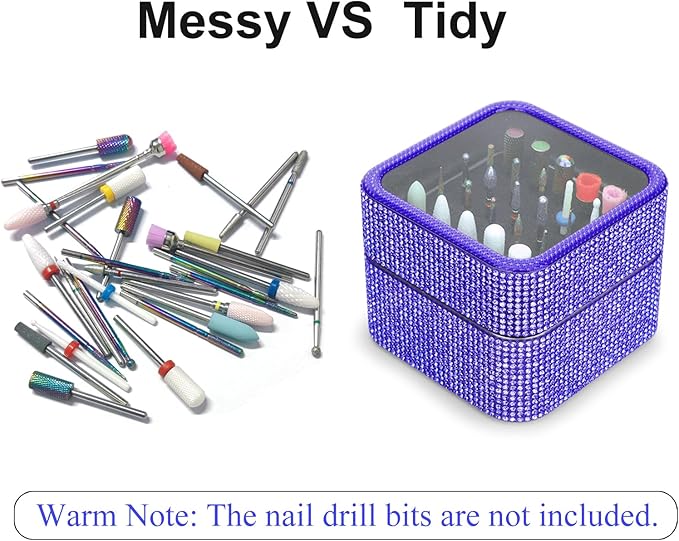 Ankey Nail Drill Bits Holder Case 25 Holes Dustproof Rhinestone Nail Bits Box Efile Displayer Organizer Container for Manicure Tools - Image 4