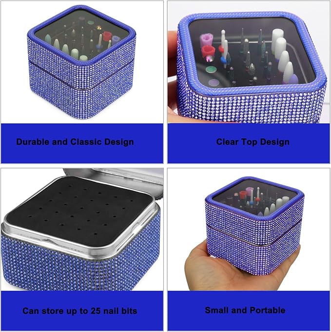 Ankey Nail Drill Bits Holder Case 25 Holes Dustproof Rhinestone Nail Bits Box Efile Displayer Organizer Container for Manicure Tools - Image 5