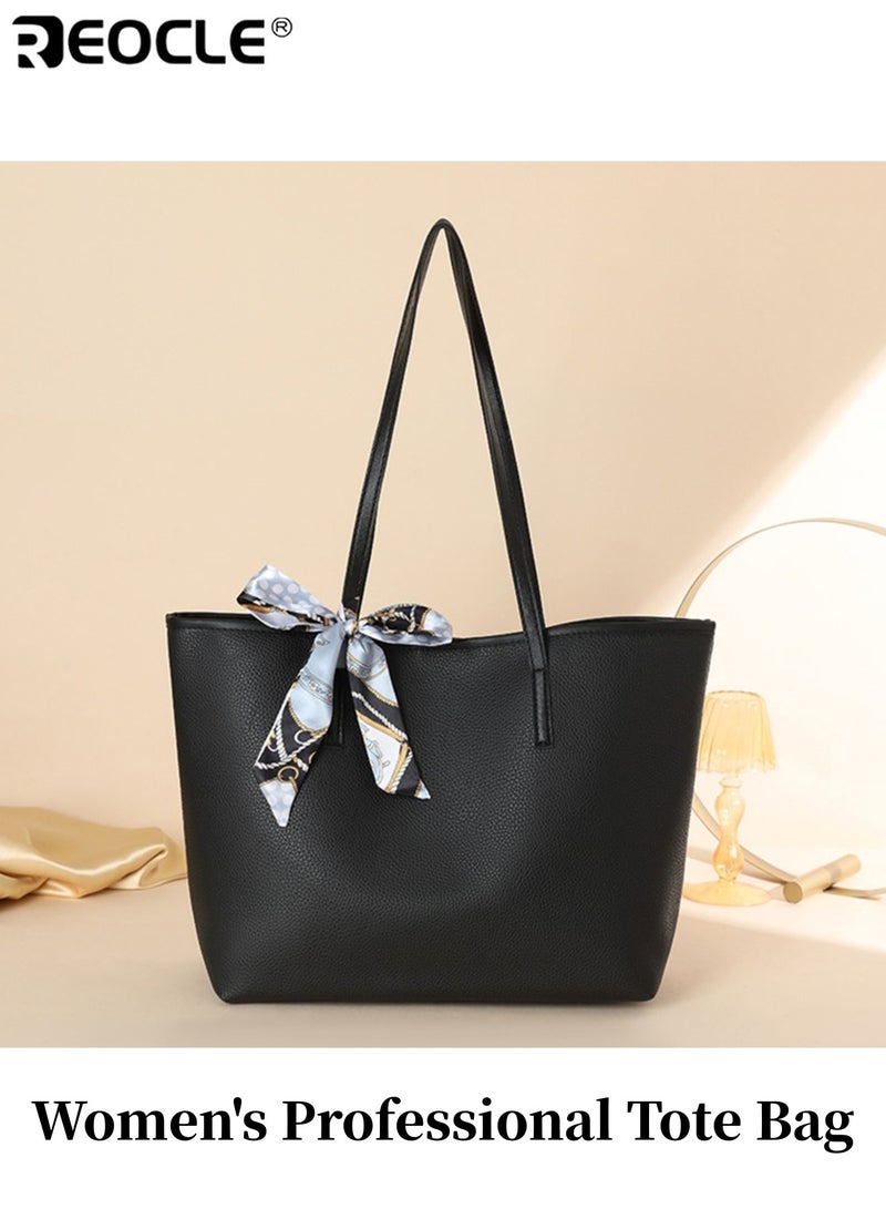 REOCLE Women's Professional Tote Bag with Lychee Grain Texture and Large Capacity Business Work Bag with Structured Formal Design for Office Commute Use - Image 1