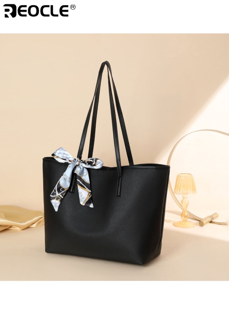 REOCLE Women's Professional Tote Bag with Lychee Grain Texture and Large Capacity Business Work Bag with Structured Formal Design for Office Commute Use - Image 5