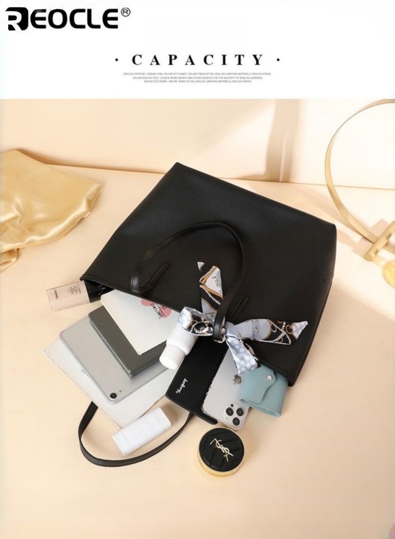 REOCLE Women's Professional Tote Bag with Lychee Grain Texture and Large Capacity Business Work Bag with Structured Formal Design for Office Commute Use - Image 3