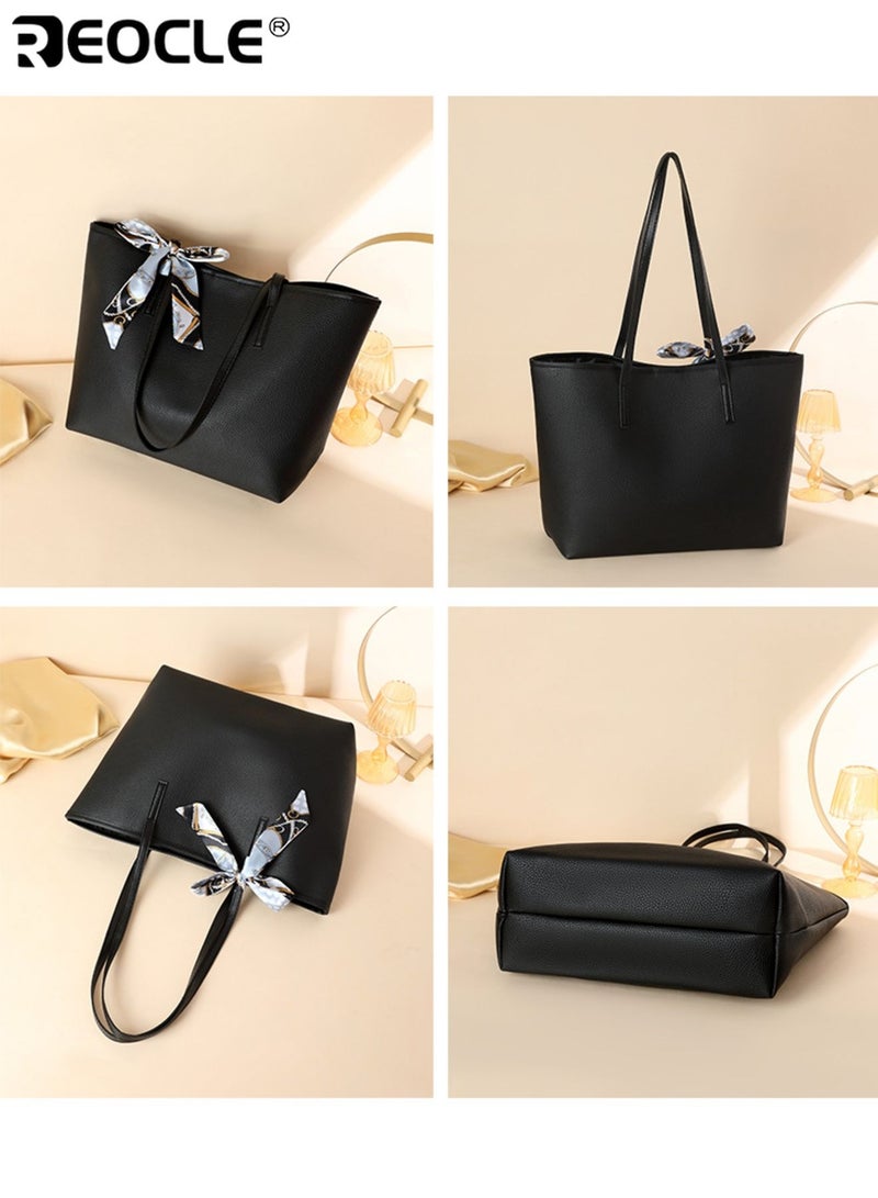 REOCLE Women's Professional Tote Bag with Lychee Grain Texture and Large Capacity Business Work Bag with Structured Formal Design for Office Commute Use - Image 4