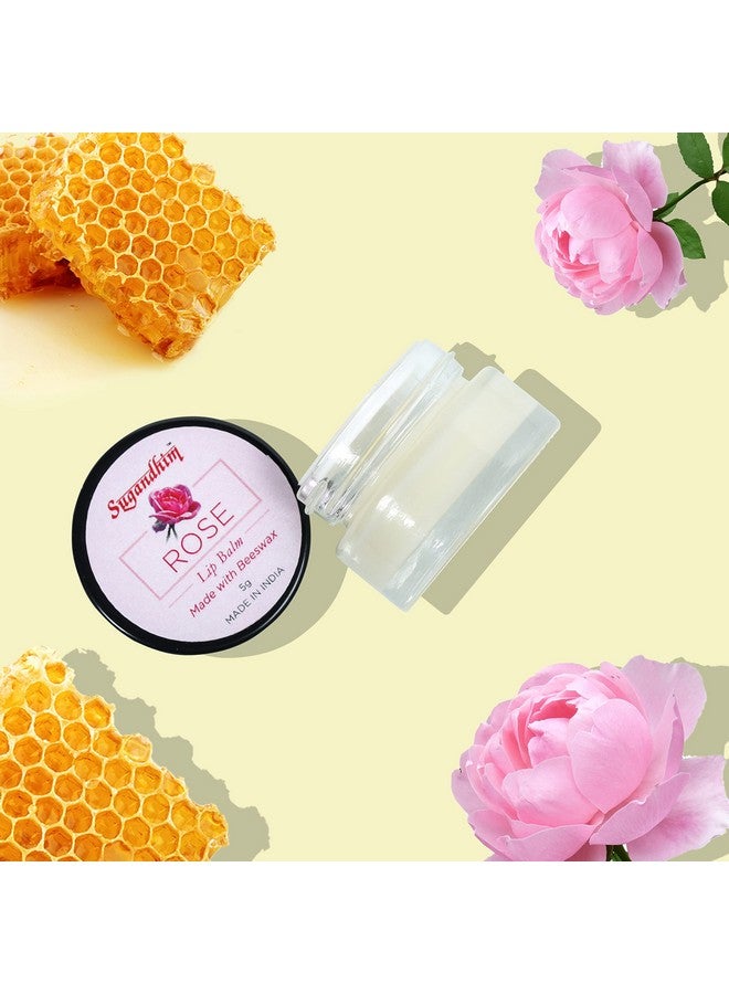 Sugandhim Rose Lip Balm 5gm, Lip Brightening Balm infused with Beeswax, Coconut Oil for Soften, Moisturize & Nourish Dry Chapped Lips, Long Lasting Natural Non Greasy Lip Tinted Cream for Men & Women - Image 4