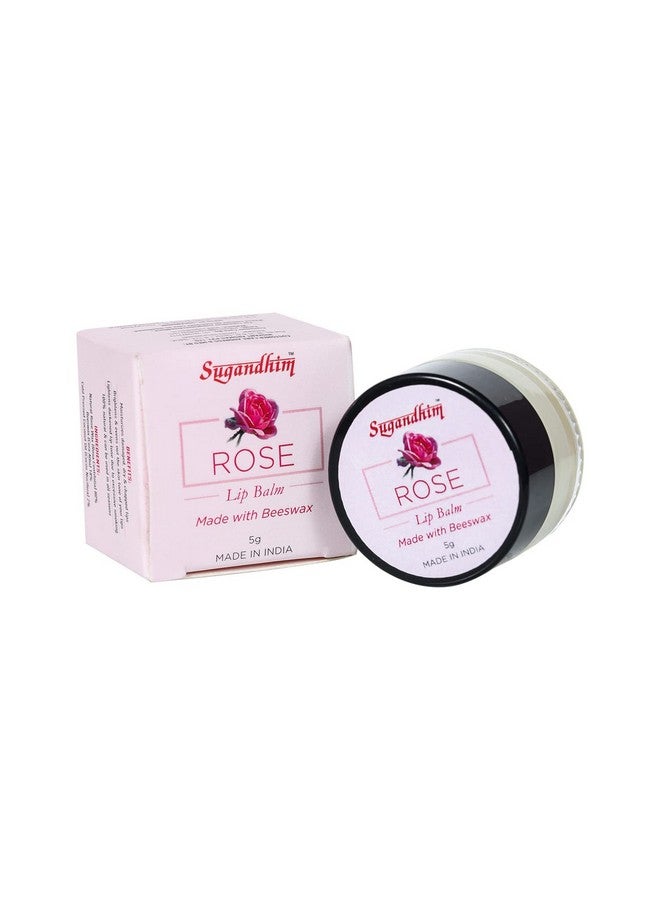 Sugandhim Rose Lip Balm 5gm, Lip Brightening Balm infused with Beeswax, Coconut Oil for Soften, Moisturize & Nourish Dry Chapped Lips, Long Lasting Natural Non Greasy Lip Tinted Cream for Men & Women - Image 1