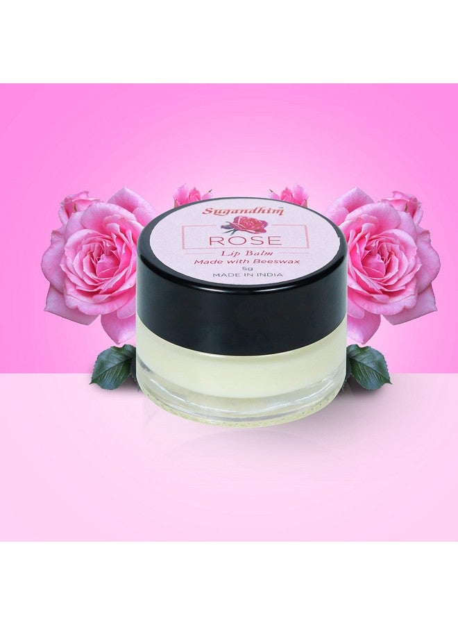 Sugandhim Rose Lip Balm 5gm, Lip Brightening Balm infused with Beeswax, Coconut Oil for Soften, Moisturize & Nourish Dry Chapped Lips, Long Lasting Natural Non Greasy Lip Tinted Cream for Men & Women - Image 3