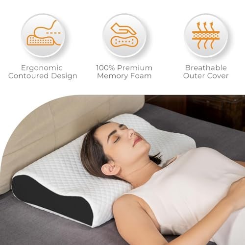 MASHUR FAB Cervical Pillow for Neck Pain & Shoulder Pain Relief-Memory Foam Pillow for Sleeping-Orthopedic Pillow for Spondylitis-Ortho Neck Support Contour Medical Pillow (Black) - Image 2