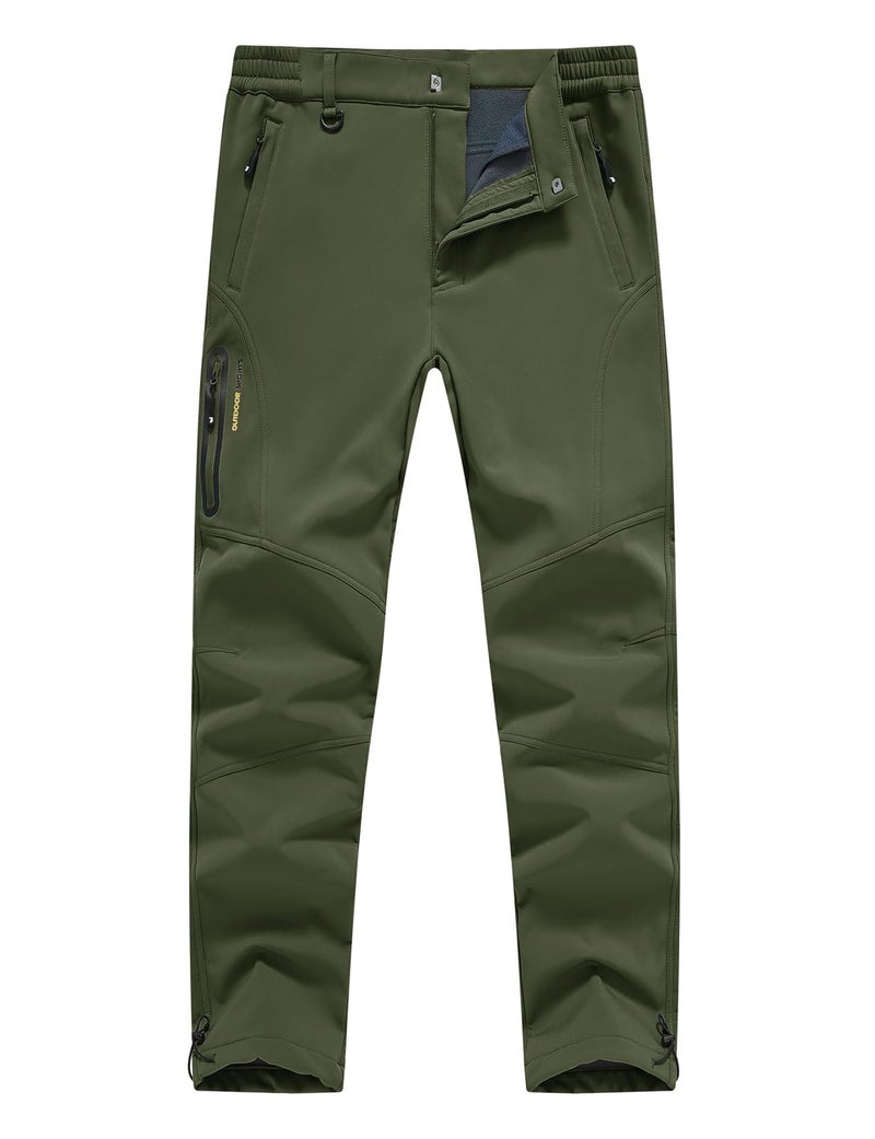 Rdruko Men's Snow Pants Waterproof Winter Golf Pants Hiking Snowboard Fleece Ski Pants with Zipper Pockets (Army Green, 34) - Image 1