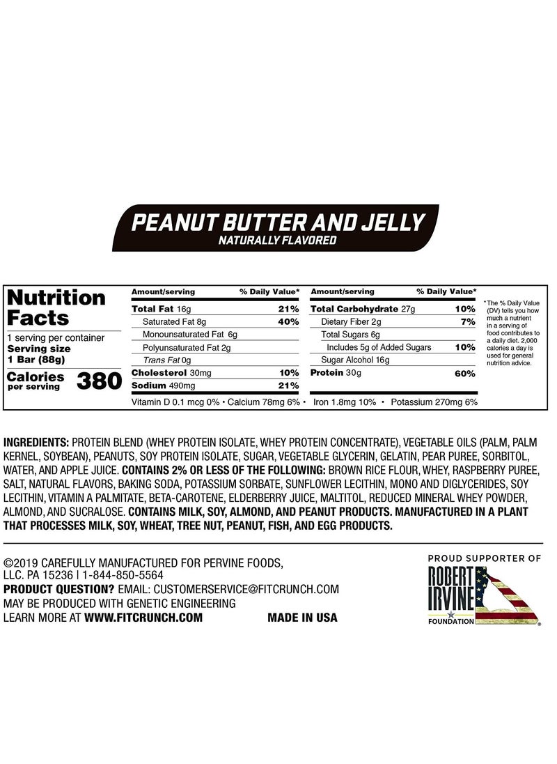 Fit Crunch - Fitcrunch Whey Protein Baked Bar Peanut Butter & Jelly 12 Bars - Image 1