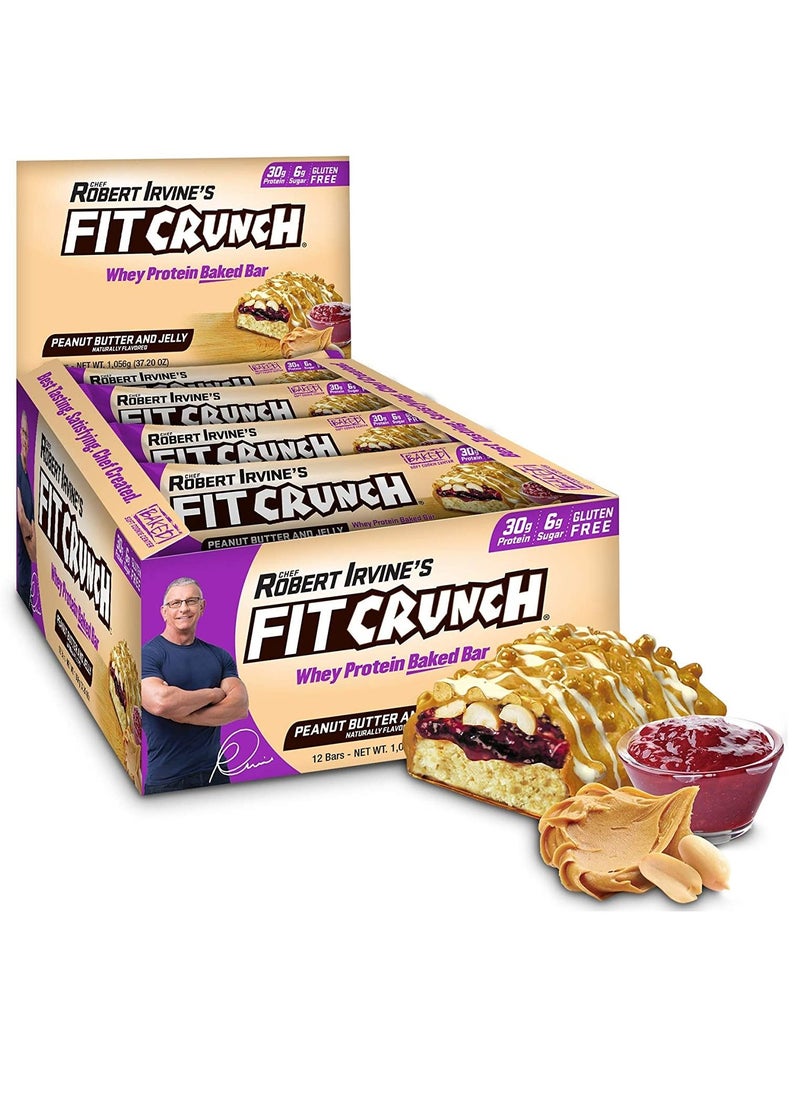 Fit Crunch - Fitcrunch Whey Protein Baked Bar Peanut Butter & Jelly 12 Bars - Image 1