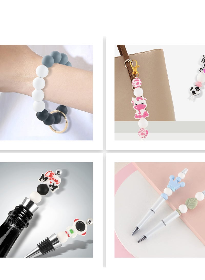 100Pcs Silicone Beads 15mm White Silicone Beads Bulk for Keychain, Pens, Necklace, Bracelet - Safe, Durable, Easy to Clean - Image 2