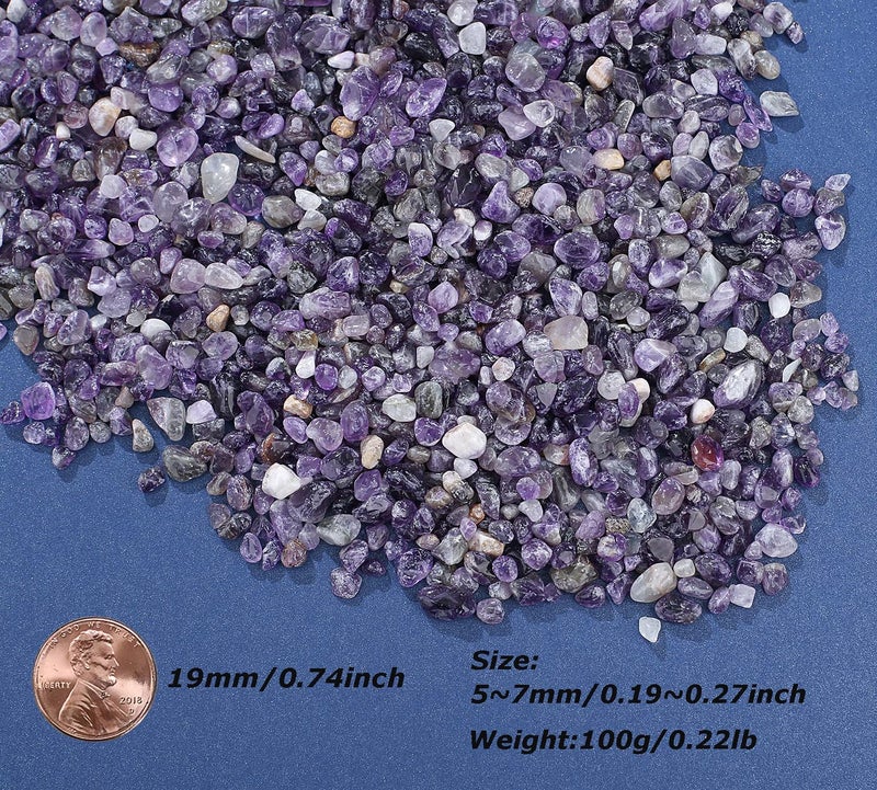 LAIDANLA Amethyst Crushed Stone Crystal Chips Bulk Natural Gemstones Healing Reiki Crystals Mini Quartz Vase Filler Aquarium Gravel 100g - Image 4