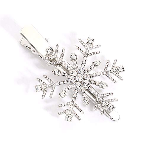 HZEYN Christmas Snowflake Hair Clips Winter Holiday Jewlry Big Crystal Snowflake Hairpin Barrette Wedding Bridal Hair Accessories (Silver) - Image 5