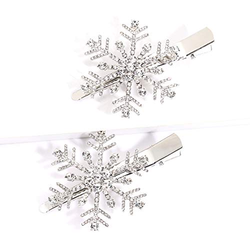 HZEYN Christmas Snowflake Hair Clips Winter Holiday Jewlry Big Crystal Snowflake Hairpin Barrette Wedding Bridal Hair Accessories (Silver) - Image 4