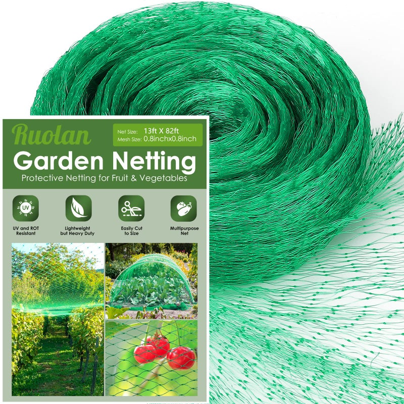 Ruolan Bird Netting for Garden Protect Vegetable Plants and Fruit Trees13X82FtPlastic Trellis Netting for Birds DeerSquirrels and Other Animals