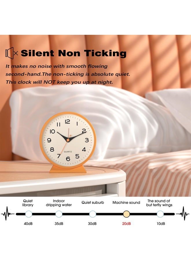 AYRELY ® Analog Metal Retro Alarm Clock with Light,Snooze Silent No Ticking Desk Clock Battery Operated for Kids,Bedroom,Living Room,Table Clocks for Living Room Decor (Orange) - Image 5