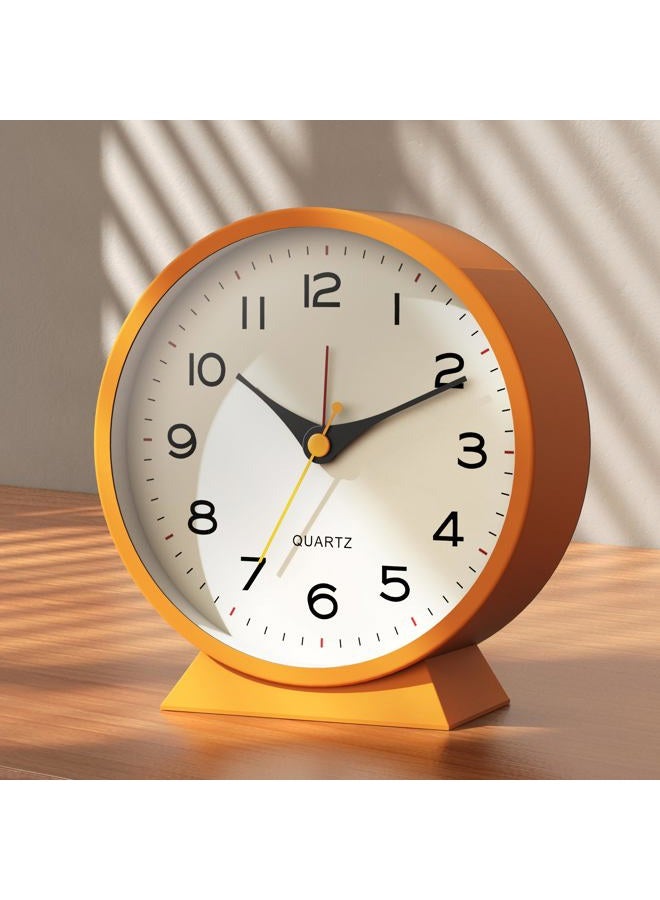 AYRELY ® Analog Metal Retro Alarm Clock with Light,Snooze Silent No Ticking Desk Clock Battery Operated for Kids,Bedroom,Living Room,Table Clocks for Living Room Decor (Orange) - Image 1